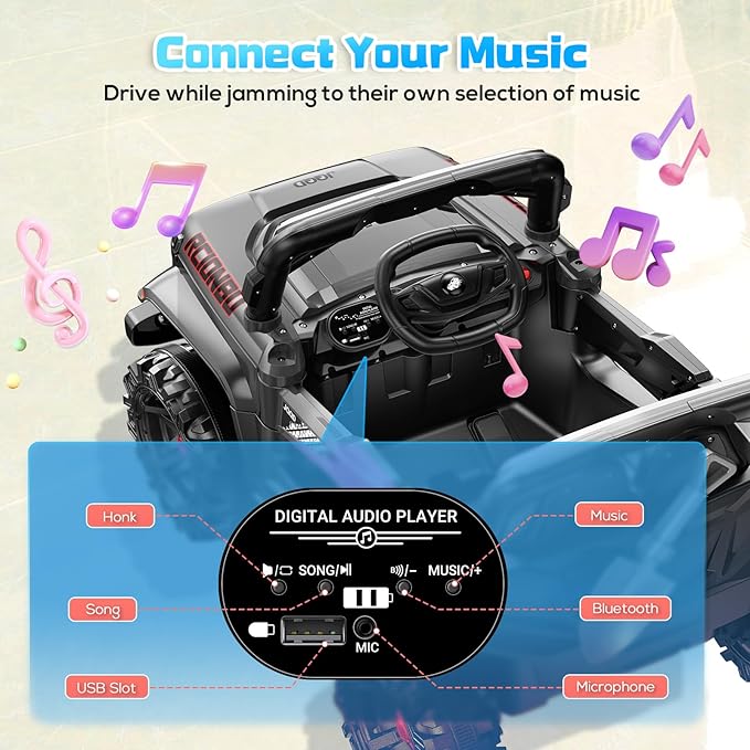 SEALIGHT 12V Kids Ride On Car Truck w/Parent Remote Control, Children Ride On Toy Toddler Electric Vehicle with Double Doors/Safety Belt/LED Lights/Music Player/Bluetooth