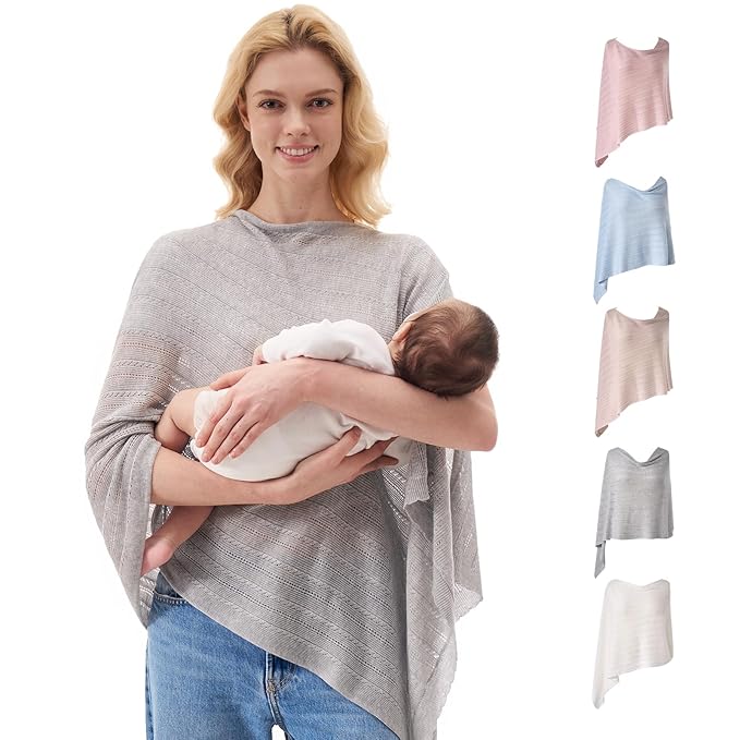 Momcozy Ultra-Light Nursing Cover for Breastfeeding, Soft Breathable Tencel™ Lyocell Fabric, Multi-Use Feeding Shawl, Newborn Essentials Must Haves(Light Gray)