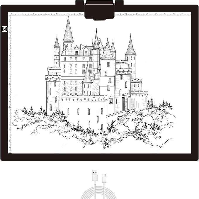 Diamond Painting Light Pad A3, LED Light Box Tracer w/Magnetic Clip & Pen Holder, 3 Level Brightness USB Power Dimmable Brightness Artcraft Tracing Light Pad for Drawing Sketching Diamond Painting