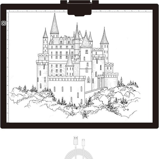 Diamond Painting Light Pad A3, LED Light Box Tracer w/Magnetic Clip & Pen Holder, 3 Level Brightness USB Power Dimmable Brightness Artcraft Tracing Light Pad for Drawing Sketching Diamond Painting