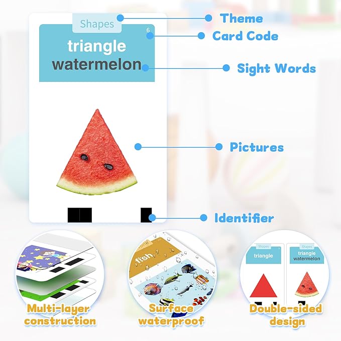 Toddlers Talking Flash Cards with American Accent & 144 Sight Words, Speech Therapy Toys for 3 4 5 6 Years Old Boys and Girls (Blue)