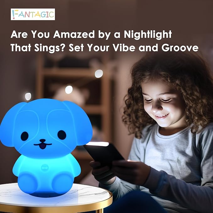 Combined Bluetooth Speaker & Nightlight With 9 Color Emissions, Child Friendly Silicone & BPA Free, USB Recharging, Receives Audio From Computer, Phone Or Tablet, and includes Remote Control (Dog)
