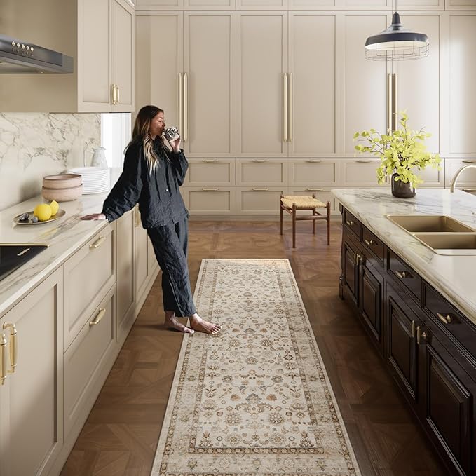 Washable Runners for Hallways Kitchen Rug: 2'x10' Kitchen Runner Stain Resistant Non Slip Low Pile Soft Carpet Runners for Hallways Bedroom Entryway Indoor Beside Bathroom Laundry Room