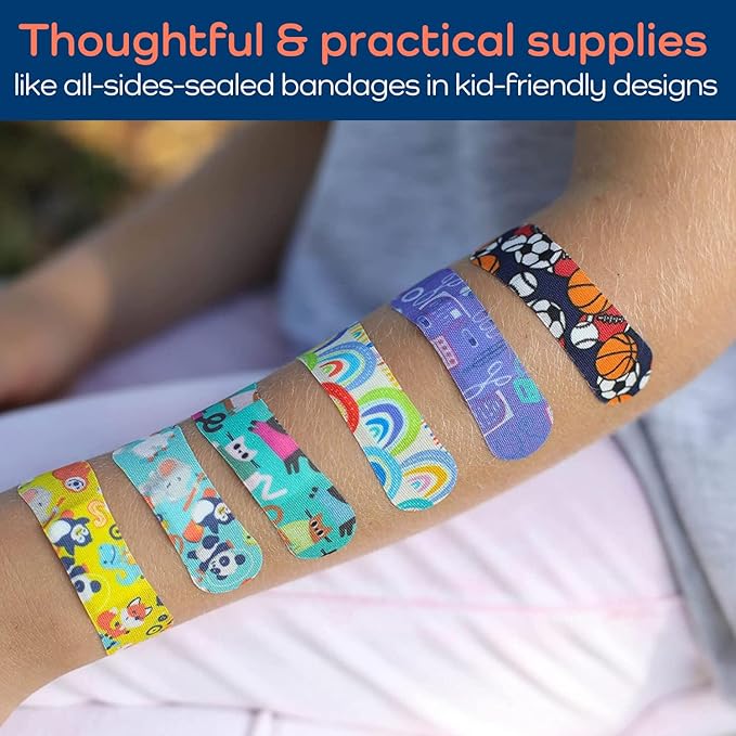 KeepGoing Large Home First Aid Kit for Kids – 270 Pc. for Car, Home, Dorm, & Boat with Latex-Free Bandages – 10 x 7 x 3.5 in. Travel First Aid Kit (Boho)