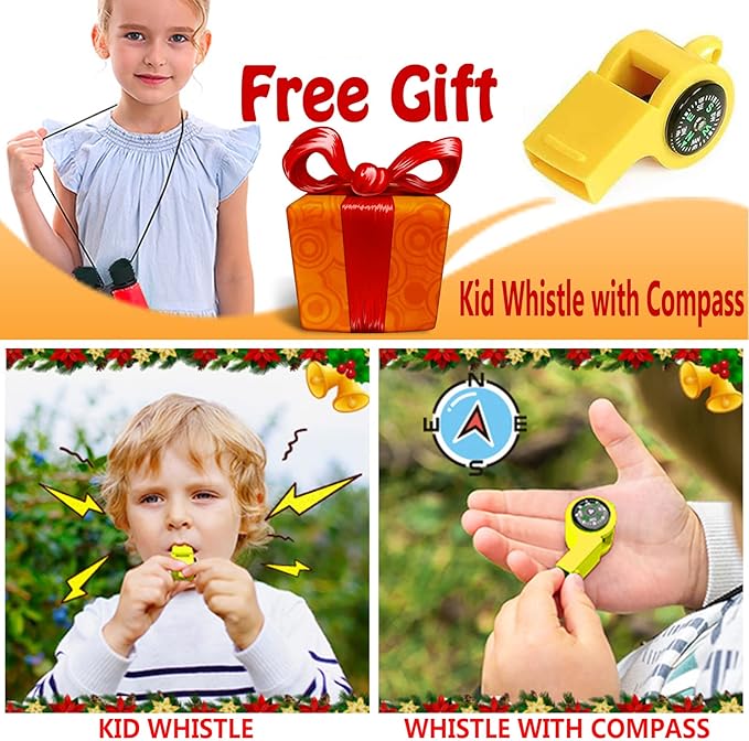 Kids Binoculars Best Gifts for 3-12 Years Boys Girls High-Resolution Optics Shockproof Mini Compact Binocuolar Toys Folding Small Telescope for Bird Watching Camping Outdoor Play