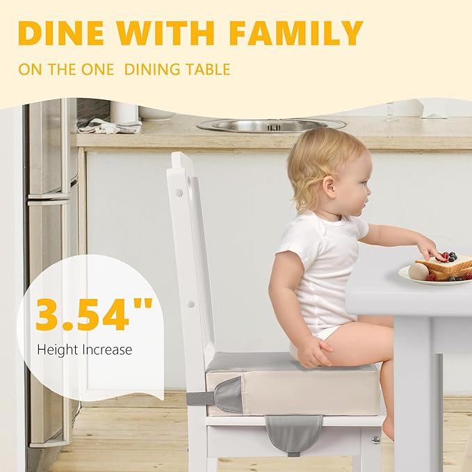 Booster Seat for Kitchen Chair with Adjustable Straps, Toddler Booster Seats for Dining Table Portable for Travel Camping Eating, Booster Cushion for Table for Baby Child Infant Kid Boy Girl
