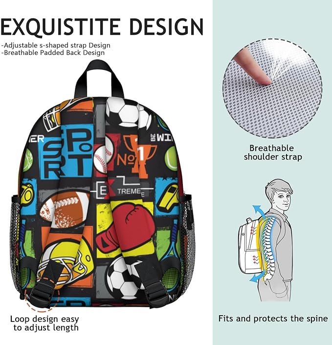 Toddler Backpack for Boys 3-8: Preschool Kindergarten Backpack - Cute Kids Backpacks for Boys-Sport