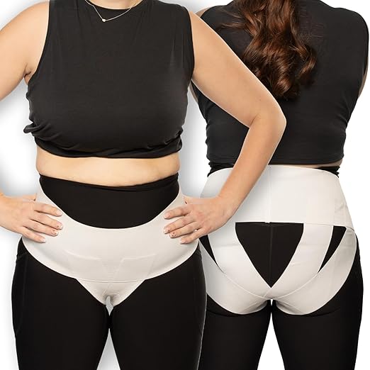 Patented Women’s Pelvic Floor Orthotic Support Belt ― Uterus Pain Relief Girdle for Prolapsed Bladder, Vulvar Varicosities, Postpartum Recovery, SPD | Low Waist - White (XL)