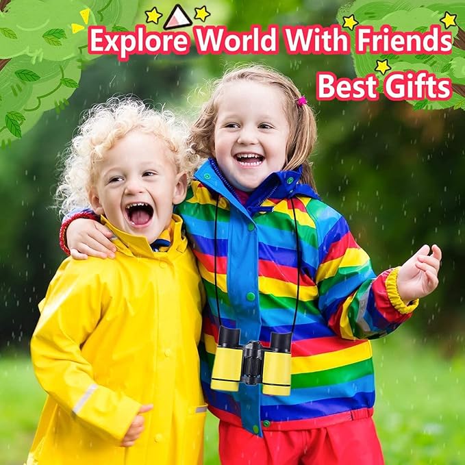 Kids Binoculars Best Gifts for 3-12 Years Boys Girls High-Resolution Optics Shockproof Mini Compact Binocuolar Toys Folding Small Telescope for Bird Watching Camping Outdoor Play