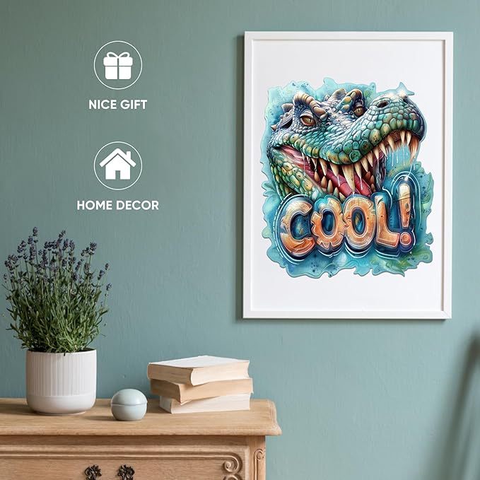 Wooden Puzzles for Adults, Cool Crocodile Jigsaw Puzzles 200 Pieces Animal Unique Shaped Wood Cut Puzzle Gifts for Adults and Kids, Family Puzzle Games