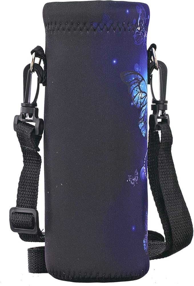 RICHEN Neoprene Water Bottle Carrier Bag with Adjustable Shoulder Strap,Insulated Water Bottle Cover for Stainless Steel/Glass/Plastic Bottles
