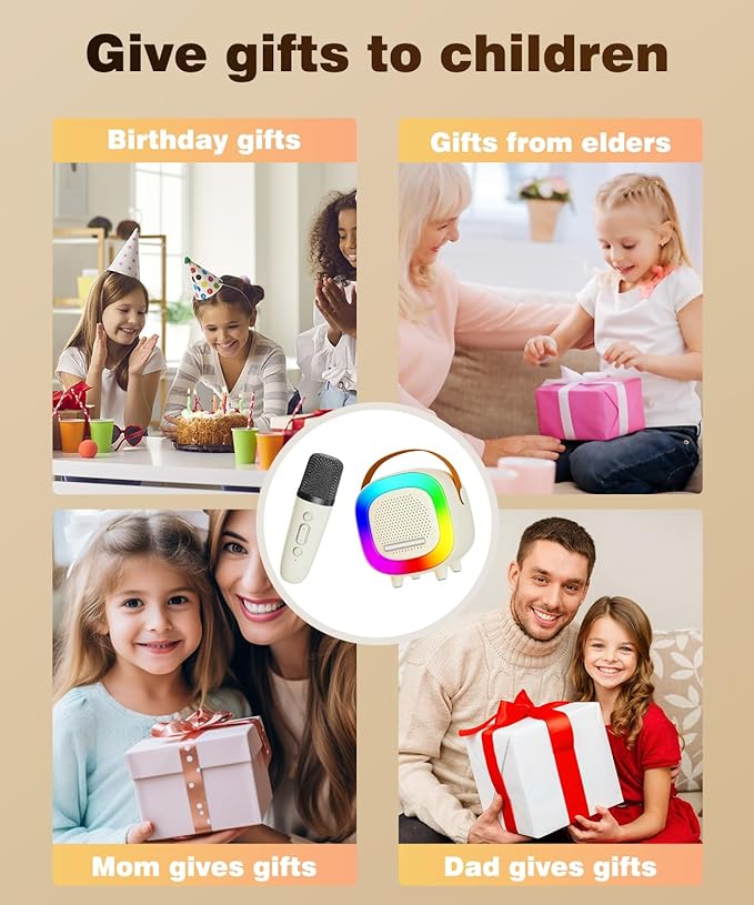 Mini Karaoke Machine Speaker for Kids Adults, Portable Bluetooth with 1 Wireless Microphones, Children's Day Birthday Gift Ideas for Toys for Teens Boys and Girls Aged 4, 5, 6, 7, 8, 9, 10, 11, 12+