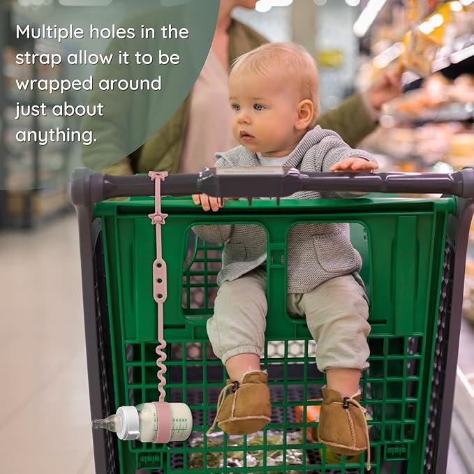 Toy Safety Straps, 4 Pack Silicone Sippy Cup Straps, Sippy Cup Leash for Baby, Keep Bottles and Sippy Cups Close at Hand and off The Ground or Floor (4PACK, Blush/Muted/Clay/Gray)