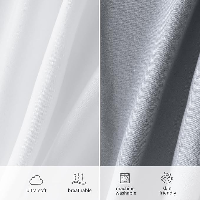 Crib Sheets for Boys and Girls Fitted 4 Pack - Breathable, Soft Microfiber Baby Sheets in Grey, Navy and White