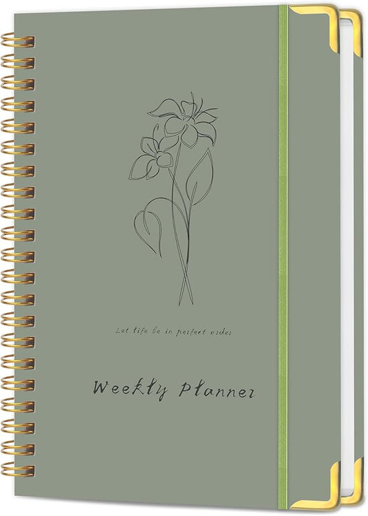 Undated Weekly Planner, Weekly To Do List Notebook with Goal & Habit Tracker Organizer, A5 5.8" x 8.0" Weekly Planner Notebook with Spiral Binding for Men or Women