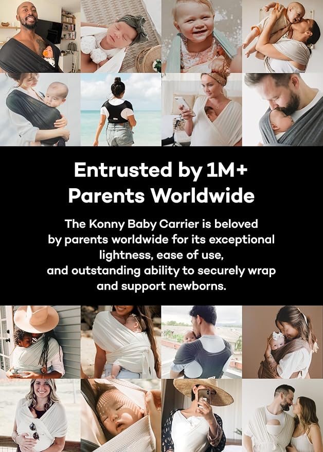 Konny New and Improved Baby Carrier Flex SoftBreeze Premium Material - Adjustable, Easy to Wear and Wrap Baby Sling, Perfect for Newborn Babies Essentials up to 44 lbs,(M-4XL)-Dusty Pink