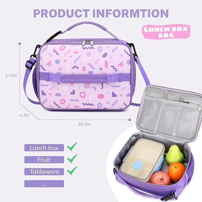 mygreen 3PCS Kids Backpack Set - Waterproof Bookbag with Lunch Box for Girls Ages 3-12, Adorable Cartoon Prints for School & Outdoor Use Pink Dogs