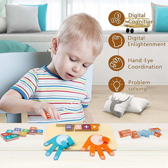 Preschool Learning Toys for Toddlers 3+ Years, Educational Number Counting Blocks for Kids, Homeschool Supplies for Math Manipulates, Finger Counting Math Toy, Montessori Toys for Kids Age 3+