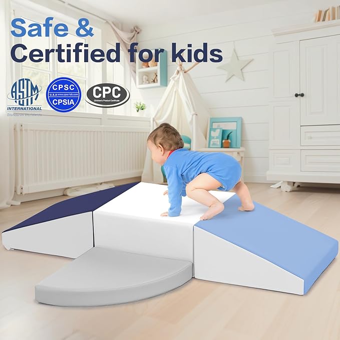 Sumbababy Climbing Foam Blocks for Toddlers: PU Leather Foam Blocks for Kids Active Play - Toddler Climbing Toys Indoor - Durable Playground Gym Preschool Toddler Toys for Boys and Girls