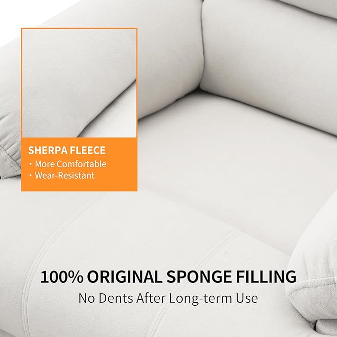 Swivel Rocking Recliner Chair for Adults, Overstuffed Manual Glider Rocker Recliner Chairs, Upholstered Reclining Single Sofa for Living Room Nursery (Beige)