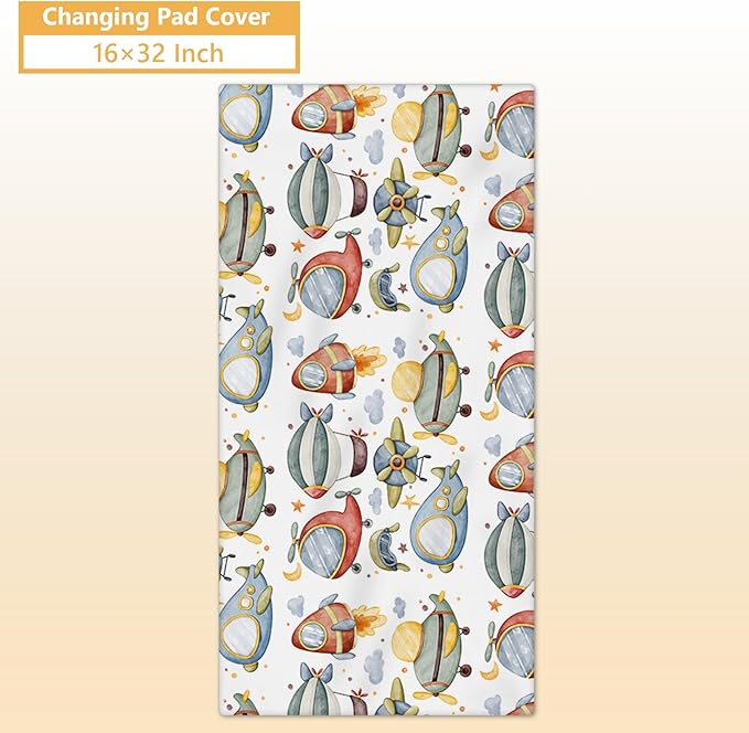 Personalized Crib Bedding Set, 5 Pcs Custom Name Nursery Bedding Set with Double Layer Flannel Blanket, Pilot Animals Baby Crib Set for Boys Girls, Customized Gifts for Toddlers Infants Babies