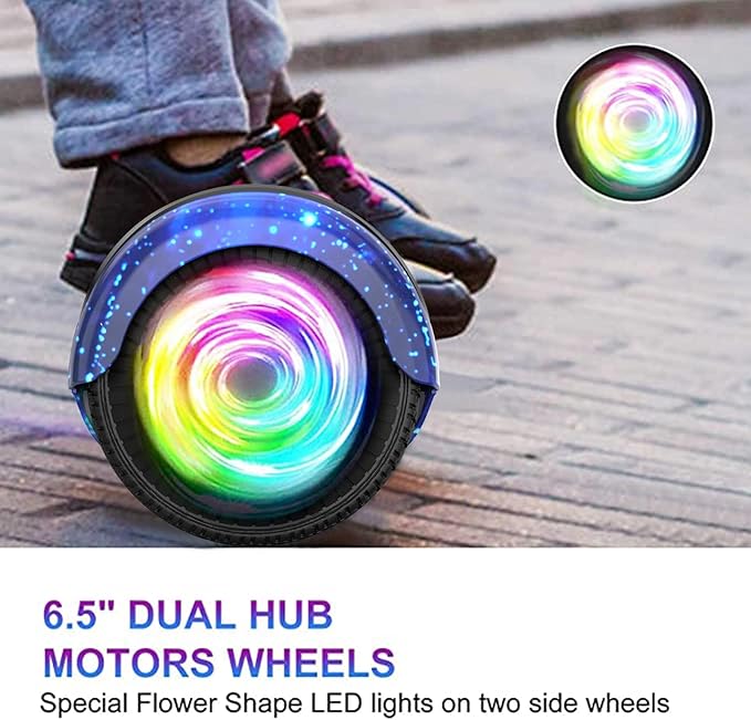 SISIGAD Scooters for Kids Ages 6-12, with Built-in Bluetooth Speaker and 6.5" Colorful Lights Wheels, Safety Certified Self Balancing Scooter Gift for Kids