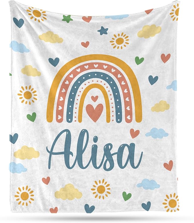 Ship Next Day, Personalized Baby Blanket – Printed in USA, Custom Baby Blanket for Boys & Girls, Baby Blanket with Name, Baby Shower, Easter, Christmas, Birthday Newborn & Toddler Gifts, Baby Gifts