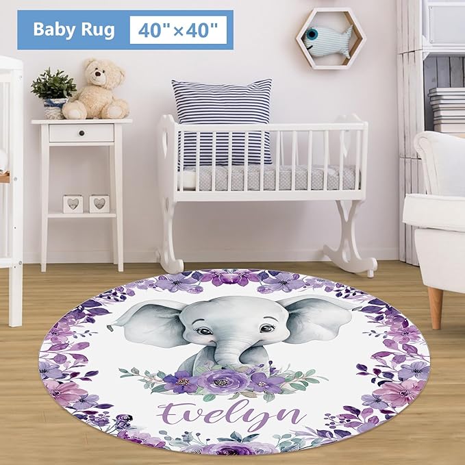 Personalized Baby Crib Bedding Set, 5 Pcs Custom Baby Bedding Set with Name, Double Layer Baby Elephant Crib Set for Girls, Soft Flannel Nursery Bedding Set, Toddlers Infants New Parents Gift