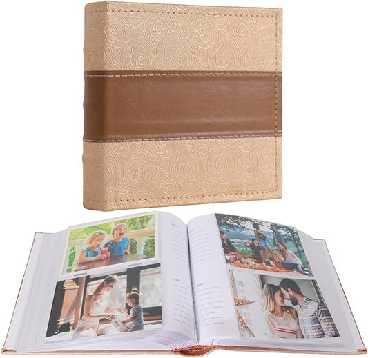 RECUTMS Photo Album 4x6 200 Photos with Writing Space Photo Book,Leather Cover Picture Album with Memo Areas for Wedding Anniversary Family Baby Couple Valentines Graduation Travel (Yellow)