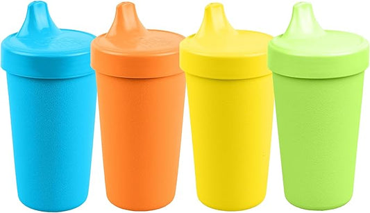 Re-Play Sippy Cups for Toddlers - 10 Oz. Reusable Spill Proof Cups for Kids, Dishwasher/Microwave Safe - Made in USA - Set of 4-3.13" x 6.25" - Spring