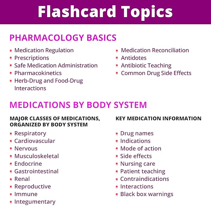 Pharmacology Flash Cards – No Fluff – Nursing School Essentials for Students – 2025-2026 NCLEX ATI HESI Review LPN RN Flash Cards (223 Cards)