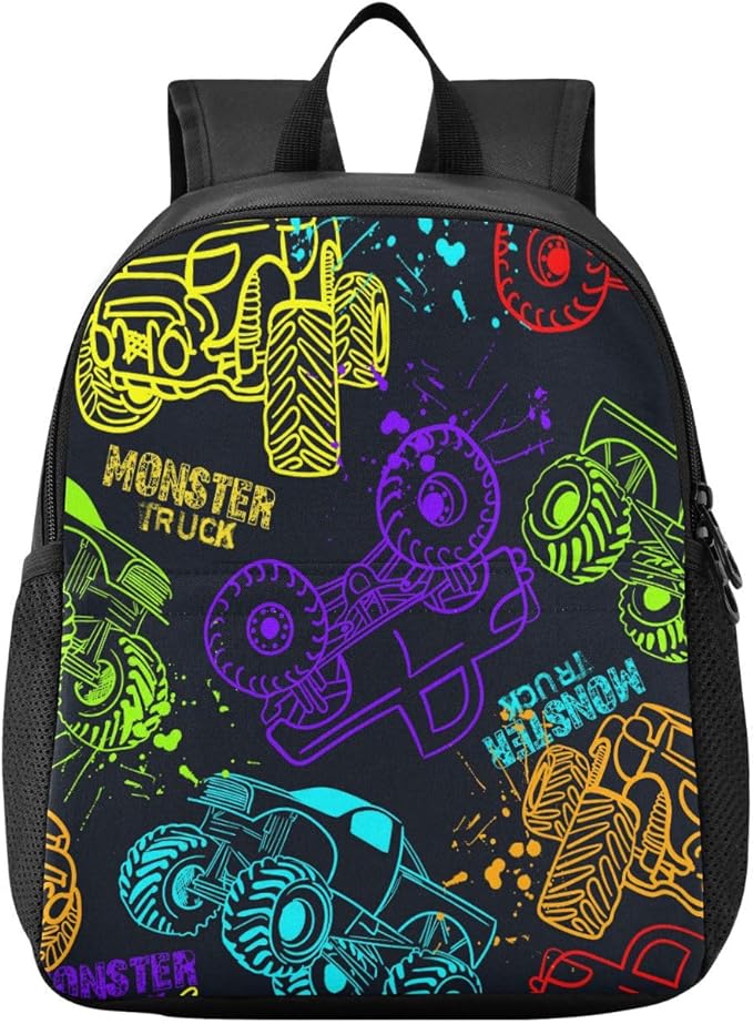 Toddler Monster Truck Waterproof Mini Backpack Boys/Girls Cute Small Kindergarten Pre School Bag (S)