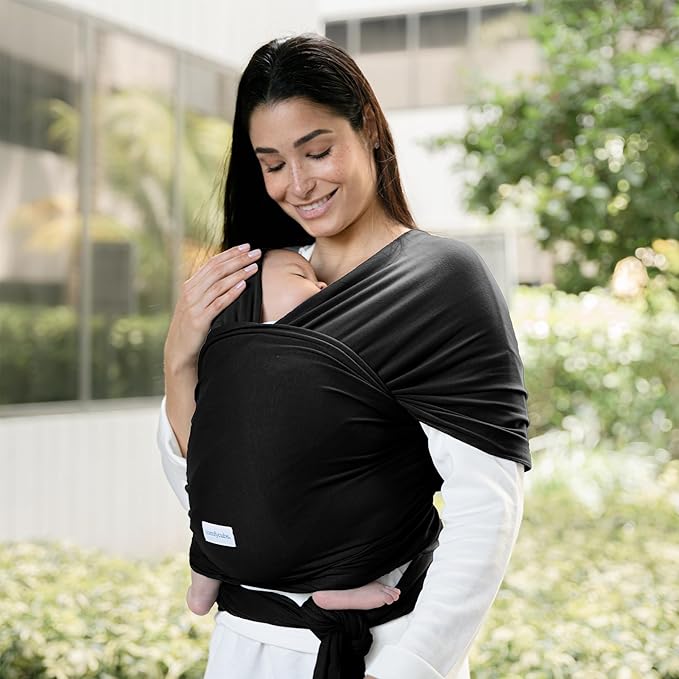 Comfy Cubs Baby Wrap Carrier - Soft & Secure Fit Cotton Blend Baby Carrier Newborn to Toddler - Hands-Free & Lightweight Infant Wrap - Adjustable, One Size Fits All Toddler Sling - Black