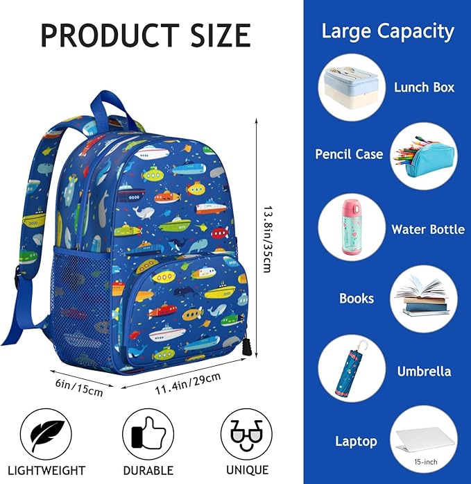 Toddler Backpack for Boys 3-8: Preschool Kindergarten Backpack - Cute Kids Backpacks for Boys-Underwater World