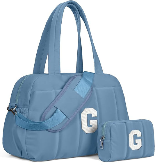 Women Birthday Gifts-Initial Duffle Bag, Yoga Bags for Women，Overnight Bag with Wet Pocket，Lightweight Work Bags Personalized Gym Tote with Makeup Pouch