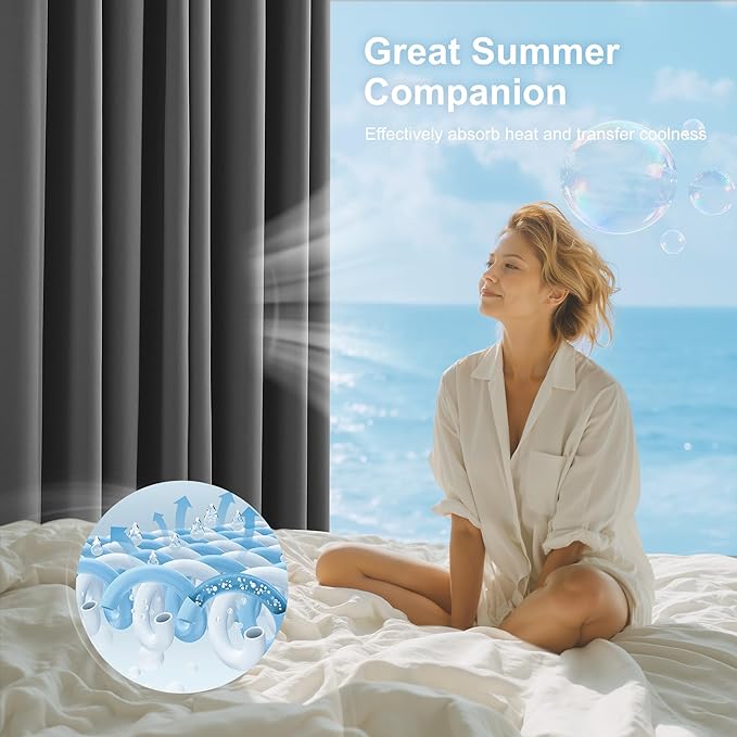 NICETOWN 100% Blackout Curtains for Bedroom 63 Inches Long, Grommet Top Living Room Drapes, Thermal Insulated Blackout Short Curtains 2 Panels Set, 42" W x 63" L, Grey