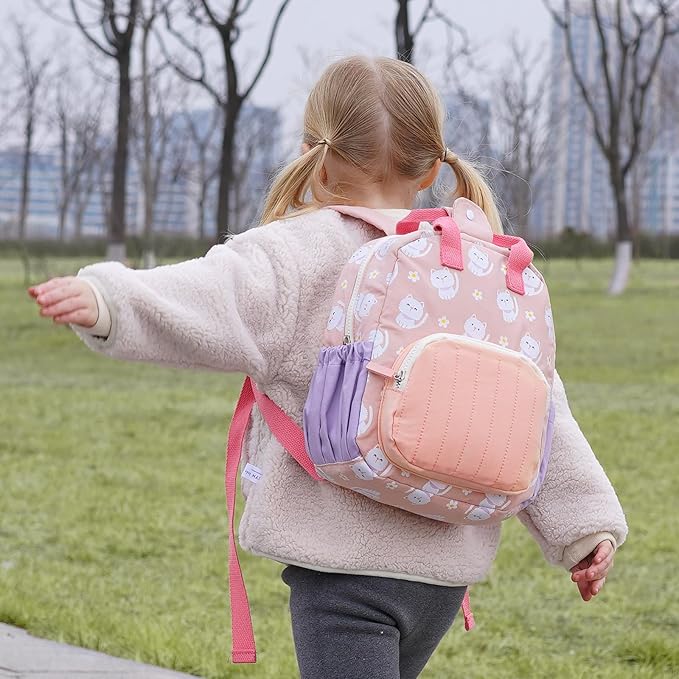 GAGAKU Toddler Backpack for Girls - Kids Mini Backpacks 2-6 years old Cartoon Breathable Comfortable Preschool Backpack for School Travel - Pink Cat