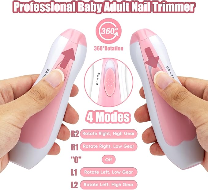 Baby Nail Trimmer Electric-12 in 1 Baby Nail Clippers Safe Baby Nail File Kit with a Nail Clipper, Scissor, Tweezers, and Nail Files