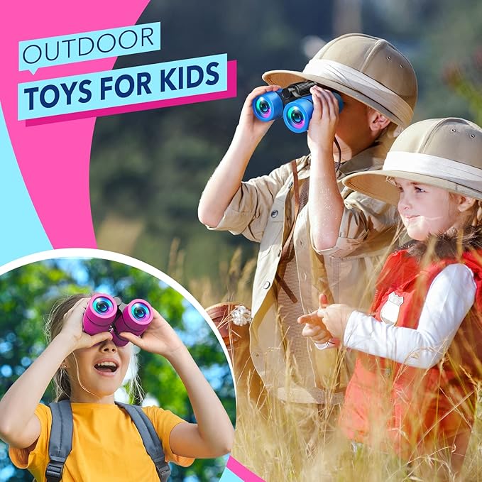 Toys for 3-7 Year Old Girls: LET'S GO! Binoculars for Kids Bird Watching|Hiking|Camping 4 5 6 7 8 Year Old Girl Boy Easter Birthday Gifts Outdoor Learning Toy for Kid Ages 4-6 Toddler Gift Stuffers
