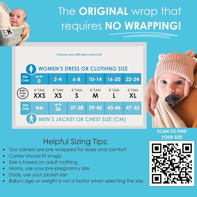 Active Oasis Baby K'tan Baby Carrier Wrap: #1 Easy Pre-Wrapped Baby Sling Gift | Breathable Sport Blend | UVA/UVB Infant Sun Protection | Promotes Safe Hygiene | Newborn up to 35lb (See Size Chart)