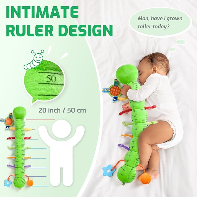 Sumobaby Baby Toys 0-6 6-12 Months,Music Caterpillar Plush Toy with Baby Mirror, Pull String&Crinkle Rattle,Infant Teething Toys,Tummy Time for 0-3-6-12 Month Boys Girls Newborn Gifts (Green-Branch)