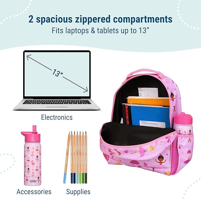 Wildkin ECO rPET 15-inch Kids Backpack – Sustainable, Padded, Adjustable – Ballerina