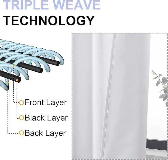 Simplebrand Ava Pure White Curtains 36 Inches Long 2 Panels, Light Filtering Half Window Rod Pocket Privacy Short Curtains, Thermal Insulated Curtain Tiers for Kitchen Bathroom Shades, W40 x L36 Inch