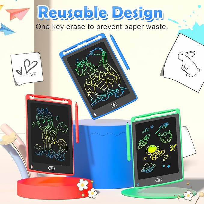 LCD Writing Tablet for Kids, 8.5 Inch Colorful Doodle Board Drawing Tablet, Educational Learning Toys Birthday Gifts for Kids Age 3 4 5 6 7 8 (8 Pack)