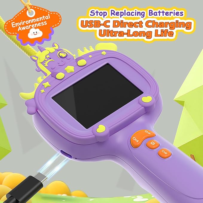 Borescope Snake Camera Endoscope with Light & Flexible Tube for Kids - Educational STEM Science Toy for Boys & Girls Ages 3-10, Birthday for Nature Exploration - Purple