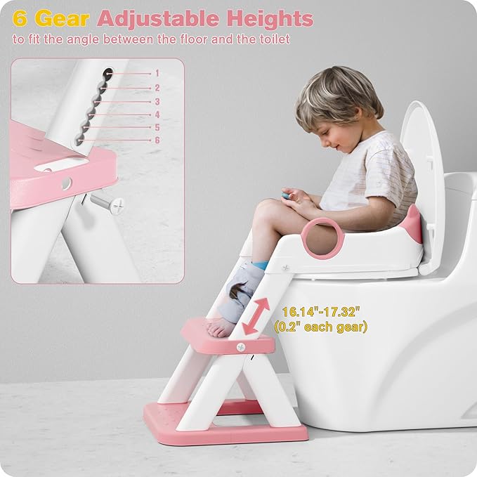 Potty Training Seat, Upgrade Toddler Toilet Seat for Kids Boys Girls, 2 in 1 Potty Training Toilet, Splash Guard Anti-Slip Pad Step Stool