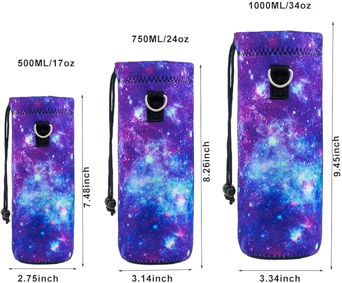 Neoprene Water Bottle Carrier Bag with Adjustable Shoulder Strap for Men Women Walking Hiking,Portable Insulated Holder Case for Stainless Steel/Glass/Plastic Bottles