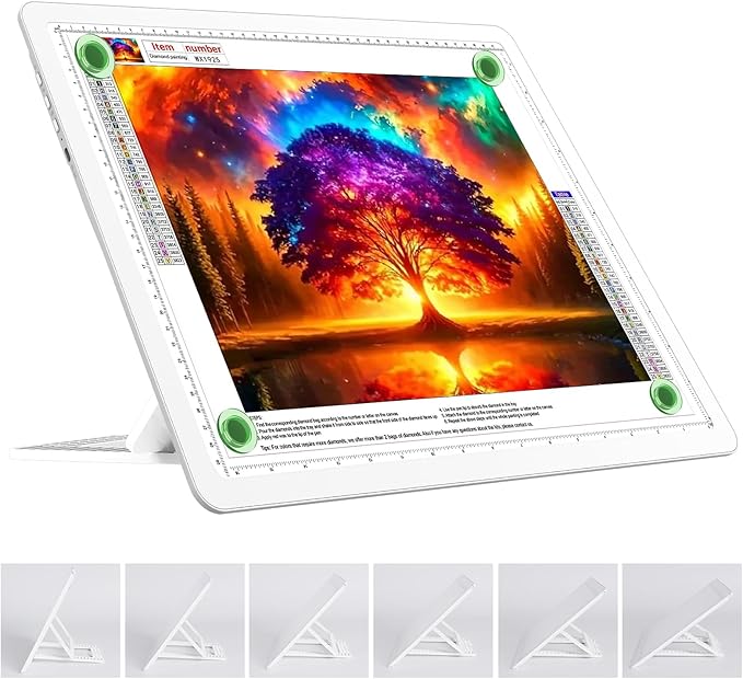 TOHETO Rechargeable A3 Light Board with Stand, Super Bright Magnetic Light Pad with Side Buttons, Wireless Light Box for Tracing and Drawing, Cordless LED Light Table for Diamond Painting, Sketching