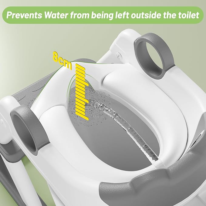 Frog Potty Training Seat, Upgrade Toddler Toilet Seat for Kids Boys Girls, 2 in 1 Potty Training Toilet for Kids, Splash Guard Anti-Slip Pad Step Stool