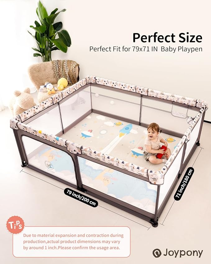 Baby Play Mat 79" X 71",Extra Large Foldable Play Mats for Babies and Toddlers,Waterproof AntiSlip Portable Baby Floor Mat for Tummy Time,Foam Baby Mat for Floor with Travel Bag Indoor Outdoor